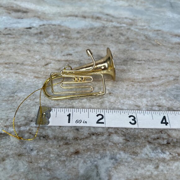 Vintage Set of 10 Metal Gold Toned Musical Instrument Christmas Ornaments - Picture 13 of 15